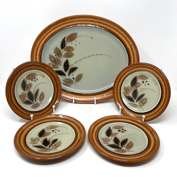 Franciscan Other - Vintage Franciscan Origin Pattern Oval Platter 13 1/2'' & 4 Appetizer Plates